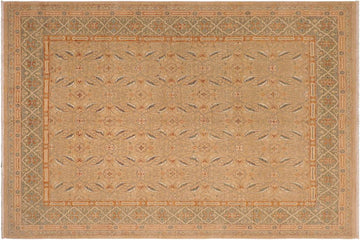 handmade Transitional Kafkaz Chobi Ziegler Tan Green Hand Knotted RECTANGLE 100% WOOL area rug 9 x 10